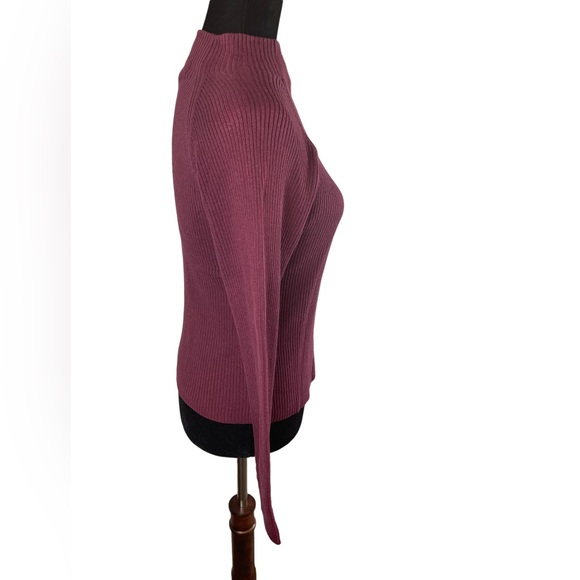 Chandler Hill Mock Neck Fitted Knit Sweater Plum Color. - Picture 4 of 5